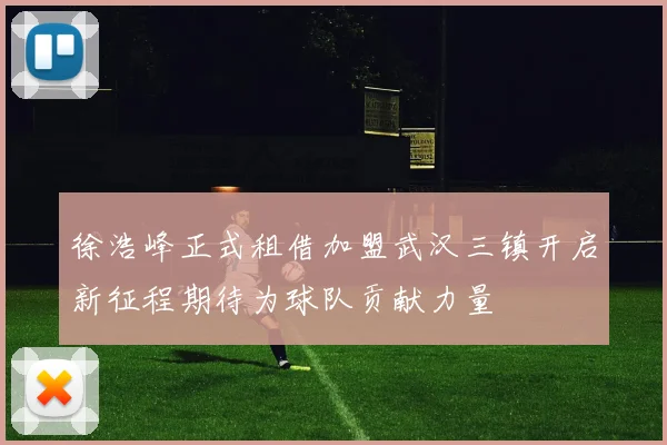 徐浩峰正式租借加盟武汉三镇开启新征程期待为球队贡献力量